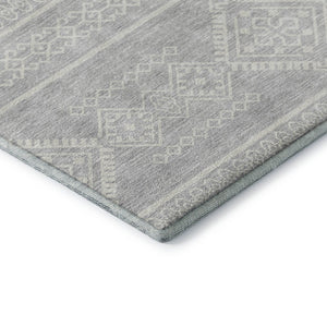 HomeRoots 10' X 14' Silver And Ivory Southwestern Area Rug - Washable, UV Protected, Ideal for Busy Homes 671672