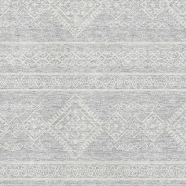 HomeRoots 10' X 14' Silver And Ivory Southwestern Area Rug - Washable, UV Protected, Ideal for Busy Homes 671672