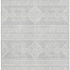 HomeRoots 10' X 14' Silver And Ivory Southwestern Area Rug - Washable, UV Protected, Ideal for Busy Homes 671672