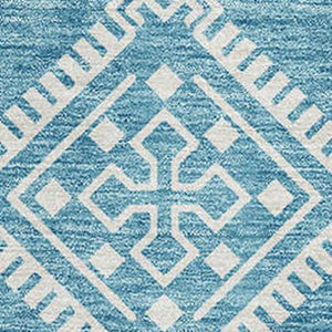 HomeRoots 5' X 8' Stylish Teal and Ivory Southwestern Area Rug - Washable, UV Protected, Perfect for Homes! 671674