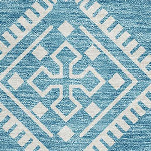 HomeRoots 8' X 10' Stylish Teal and Ivory Southwestern Area Rug - Washable, UV-Protected, Durable Design! 671676