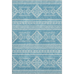 HomeRoots 10' X 14' Teal and Ivory Southwestern Area Rug - Washable, Stain Resistant, UV Protected for Indoor/Outdoor Use 671678