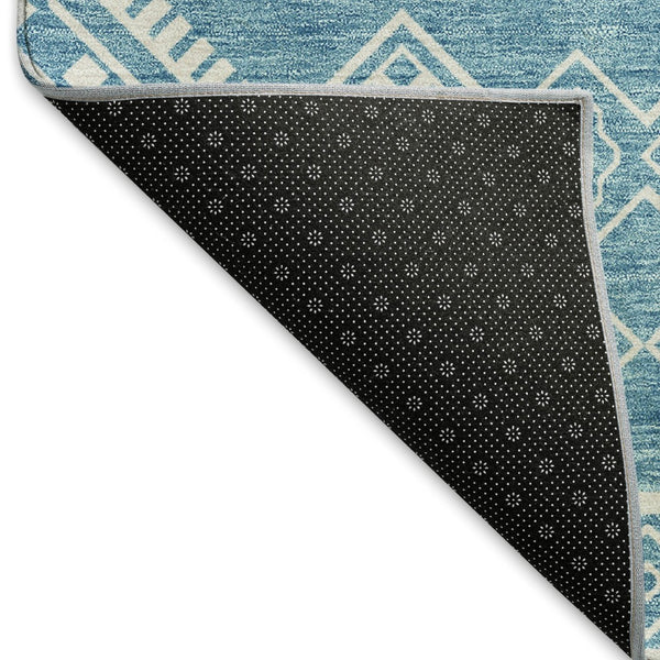 HomeRoots 10' X 14' Teal and Ivory Southwestern Area Rug - Washable, Stain Resistant, UV Protected for Indoor/Outdoor Use 671678