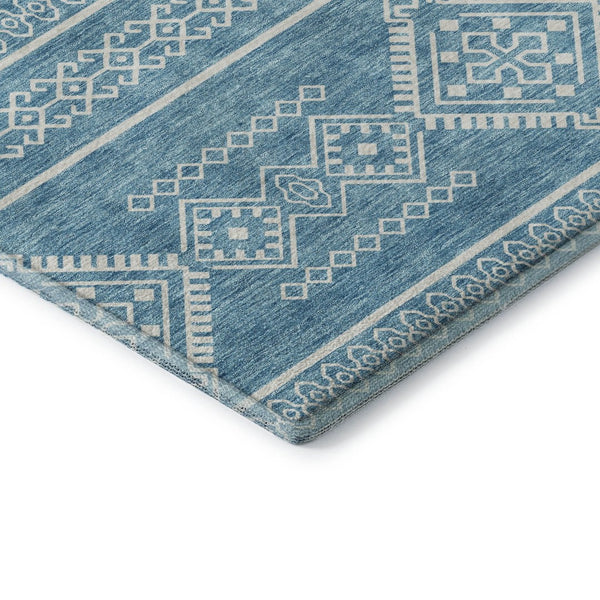 HomeRoots 10' X 14' Teal and Ivory Southwestern Area Rug - Washable, Stain Resistant, UV Protected for Indoor/Outdoor Use 671678