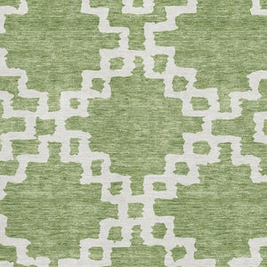HomeRoots 5' X 8' Artichoke Green Abstract Geometric Area Rug - Washable, UV-Protected & Perfect for Homes! 671680
