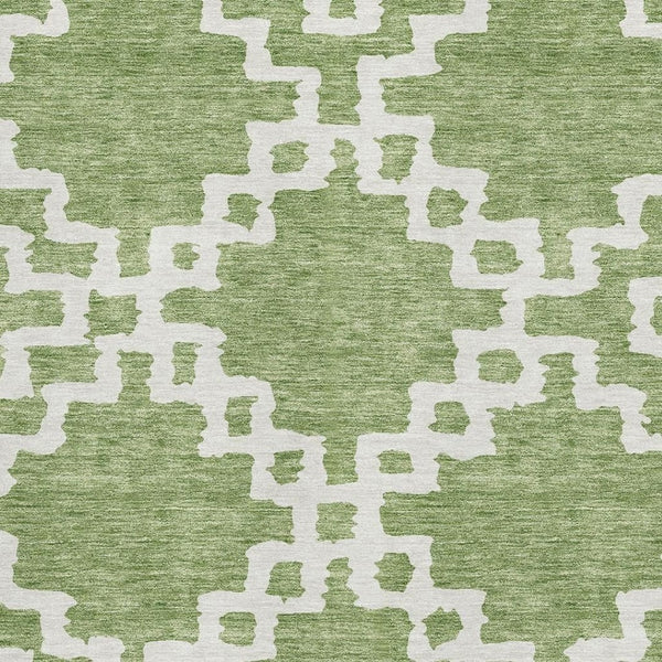 HomeRoots 5' X 8' Artichoke Green Abstract Geometric Area Rug - Washable, UV-Protected & Perfect for Homes! 671680