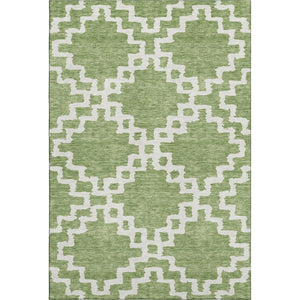 HomeRoots 8' X 10' Artichoke Green & Ivory Abstract Geometric Washable Rug - Durable, UV Protected & Stylish! 671682