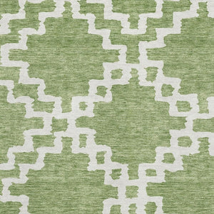 HomeRoots 9' Artichoke Green & Ivory Abstract Geometric Area Rug - Washable, UV Protected, Kid & Pet Friendly! 671683
