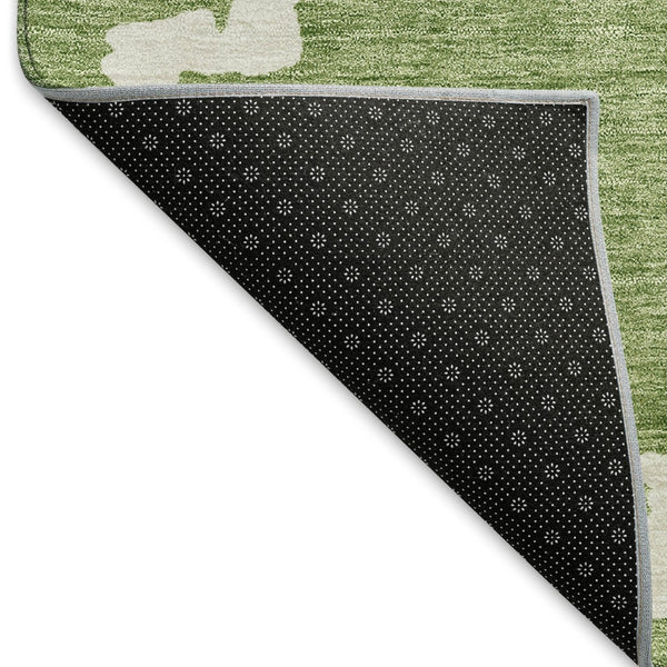 HomeRoots 10' Artichoke Green & Ivory Abstract Geometric Washable Area Rug - UV Protected, Stylish & Durable! 671684