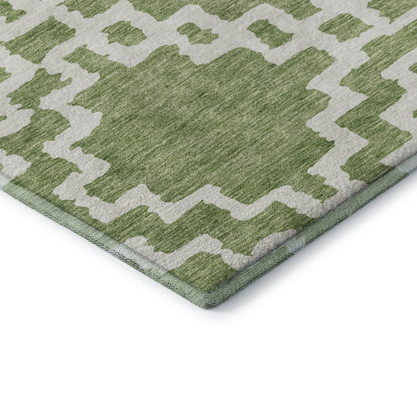 HomeRoots 10' Artichoke Green & Ivory Abstract Geometric Washable Area Rug - UV Protected, Stylish & Durable! 671684
