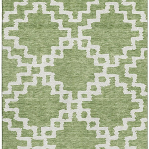 HomeRoots 10' Artichoke Green & Ivory Abstract Geometric Washable Area Rug - UV Protected, Stylish & Durable! 671684