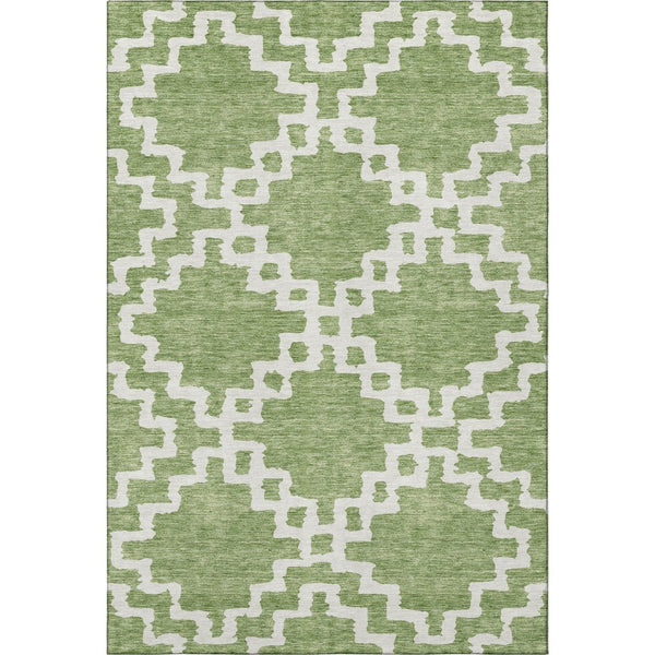 HomeRoots 10' Artichoke Green & Ivory Abstract Geometric Washable Area Rug - UV Protected, Stylish & Durable! 671684