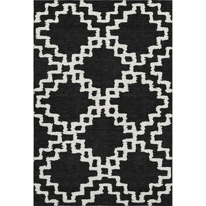 HomeRoots 8' X 10' Black And Ivory Abstract Geometric Washable Area Rug - Durable, UV-Protected & Stylish Design 671688