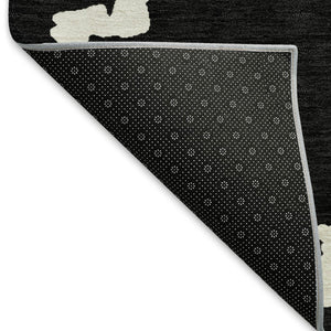 HomeRoots 8' X 10' Black And Ivory Abstract Geometric Washable Area Rug - Durable, UV-Protected & Stylish Design 671688