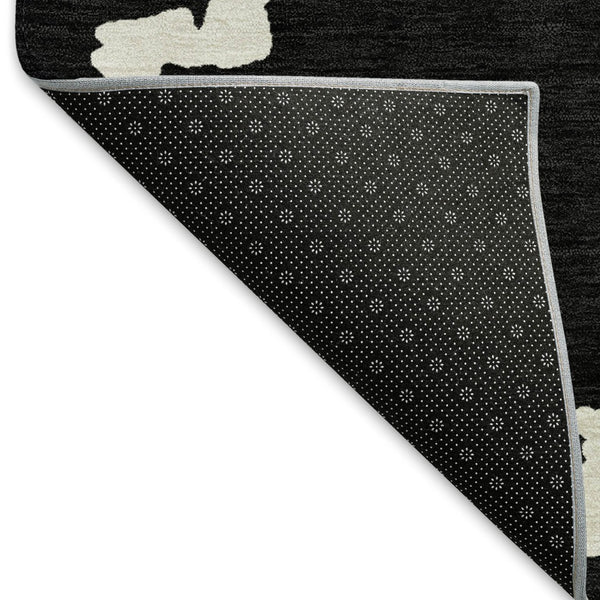 HomeRoots 8' X 10' Black And Ivory Abstract Geometric Washable Area Rug - Durable, UV-Protected & Stylish Design 671688