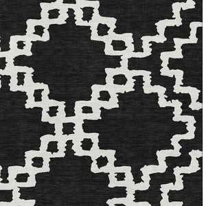 HomeRoots 8' X 10' Black And Ivory Abstract Geometric Washable Area Rug - Durable, UV-Protected & Stylish Design 671688
