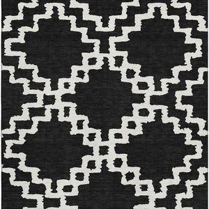HomeRoots 8' X 10' Black And Ivory Abstract Geometric Washable Area Rug - Durable, UV-Protected & Stylish Design 671688