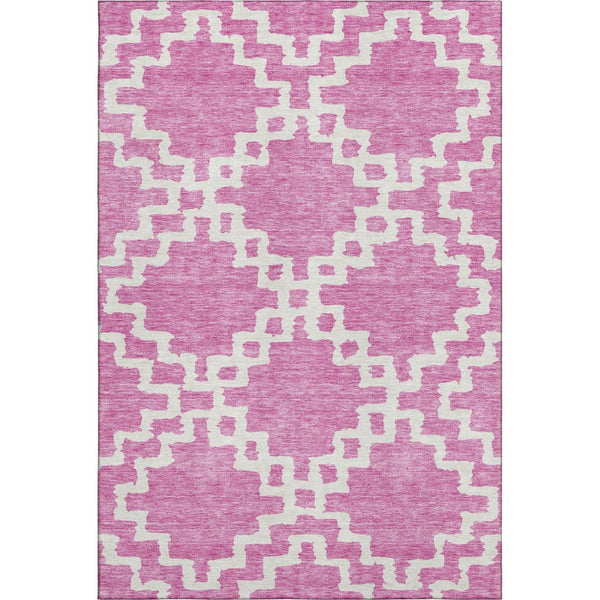 HomeRoots 8' X 10' Blush & Ivory Abstract Geometric Area Rug - Durable, Washable, UV-Protected for Modern Homes 671694