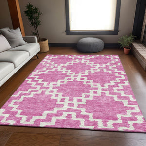 HomeRoots 8' X 10' Blush & Ivory Abstract Geometric Area Rug - Durable, Washable, UV-Protected for Modern Homes 671694