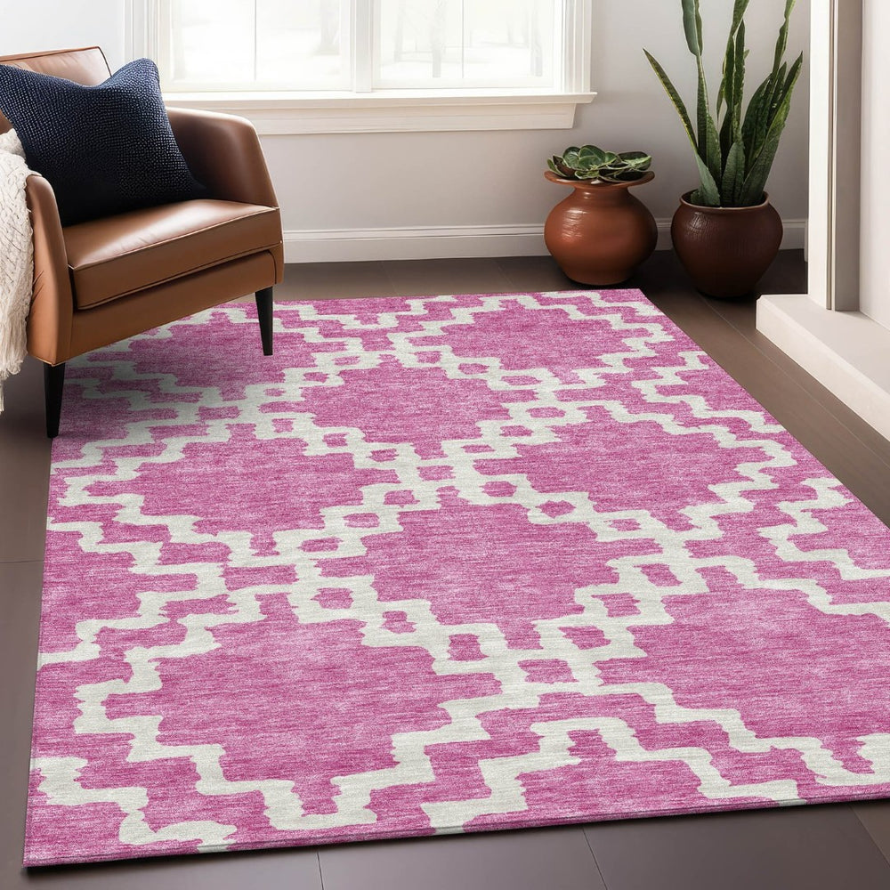 HomeRoots 10' Blush & Ivory Abstract Geometric Area Rug – Washable, UV-Protected, Durable for Busy Homes 671696