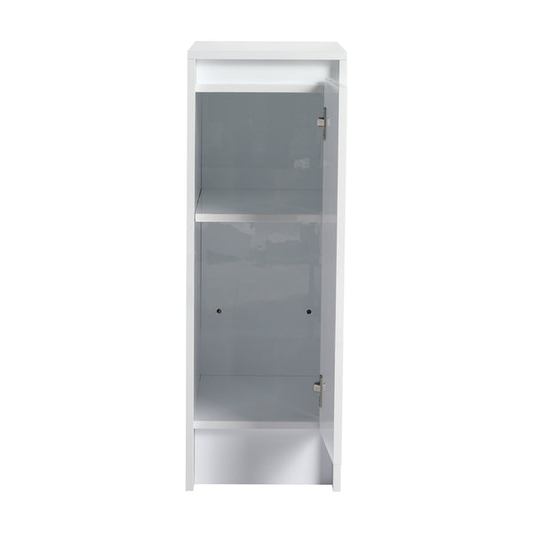 English Elm 12" Freestanding Bathroom Storage Cabinet With Soft-Close Doors & Adjustable Shelves In Glossy White W999P312104