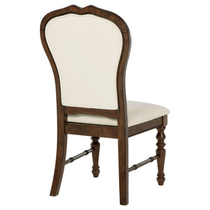 English Elm 2pc Farmhouse Ladderback Dining Chairs with Padded Latte Upholstery, Asian Hardwood Frame, Wire-Brushed Texture Brown,Ivory 43.11 L x 22.83 W x 14.37 H B011P298385