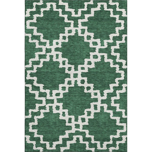 HomeRoots 8' X 10' Emerald and Ivory Abstract Geometric Area Rug – Washable, UV Protected, Durable & Stylish! 671712