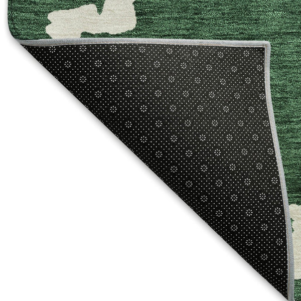 HomeRoots 8' X 10' Emerald and Ivory Abstract Geometric Area Rug – Washable, UV Protected, Durable & Stylish! 671712