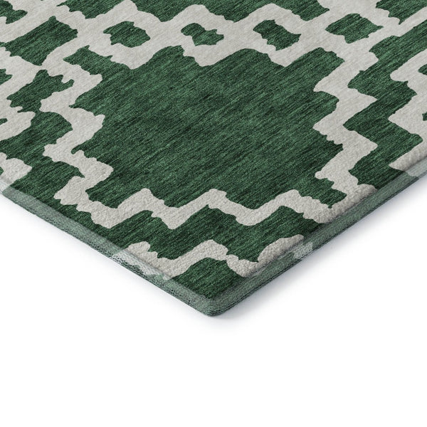 HomeRoots 8' X 10' Emerald and Ivory Abstract Geometric Area Rug – Washable, UV Protected, Durable & Stylish! 671712