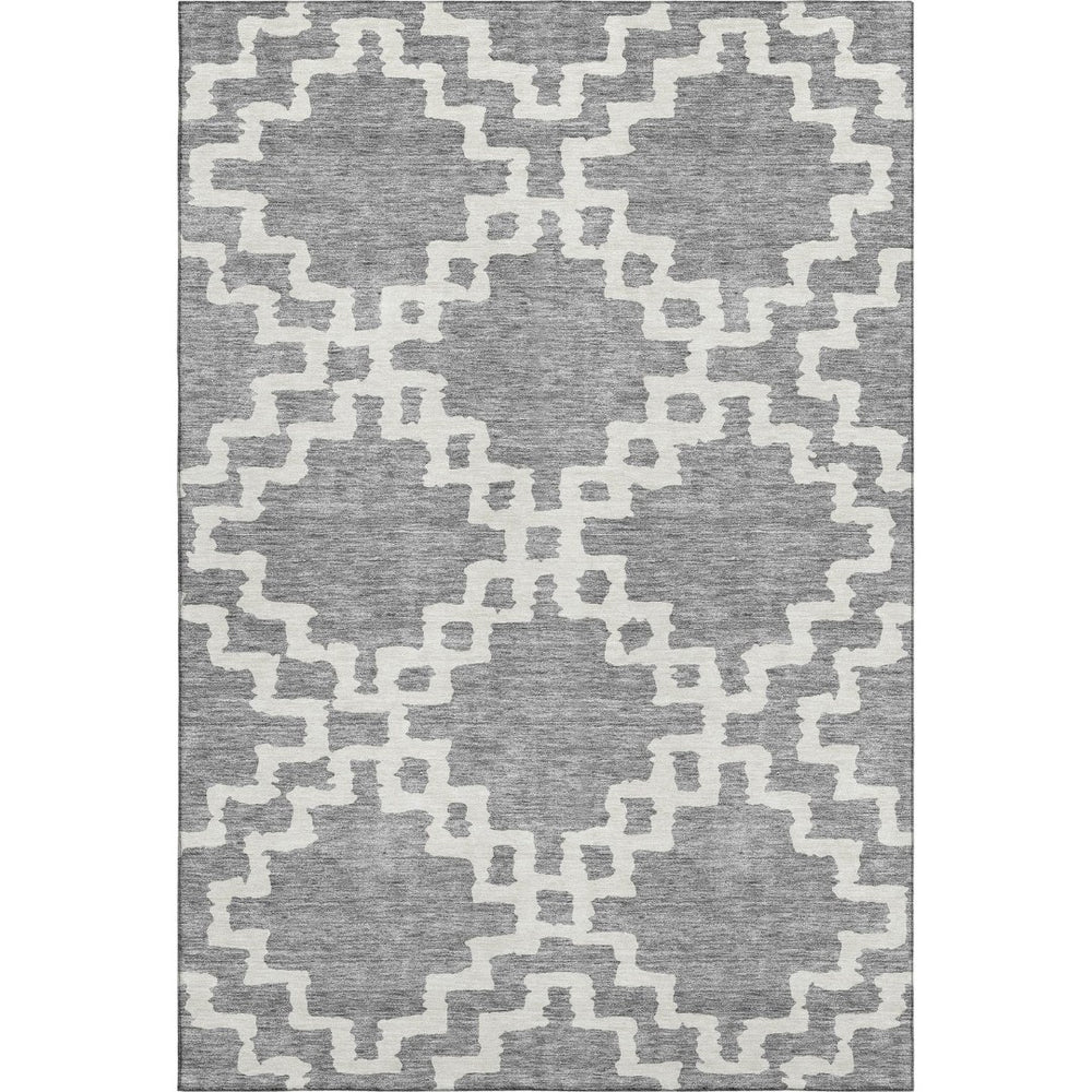 HomeRoots 5' X 8' Stylish Gray And Ivory Abstract Geometric Washable Area Rug with UV Protection & Durability 671716