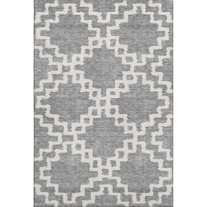 HomeRoots 8' X 10' Gray and Ivory Abstract Geometric Area Rug – Washable, UV-Protected, Modern Design for Any Room 671718