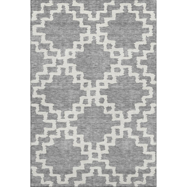 HomeRoots 10' X 14' Gray and Ivory Abstract Geometric Washable Area Rug - Soft, Durable, UV Protected for Homes 671720