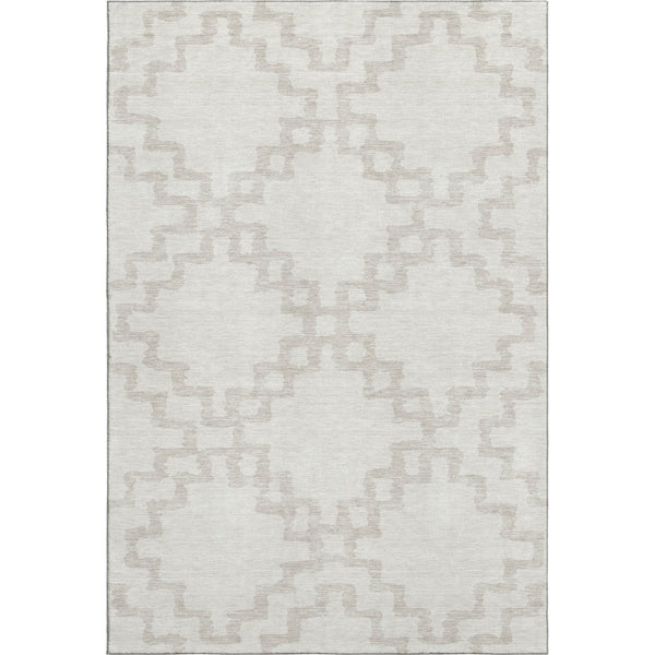 HomeRoots 5' X 8' Ivory And Beige Abstract Geometric Area Rug – Washable, UV-Protected for Busy Homes! 671722