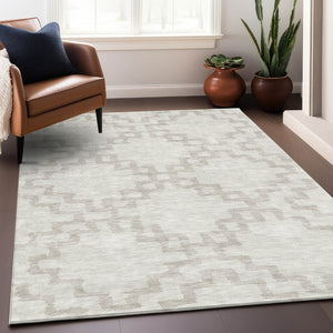HomeRoots 9' X 12' Ivory Beige Modern Abstract Geometric Area Rug - Washable, Durable, UV Protected Design 671725