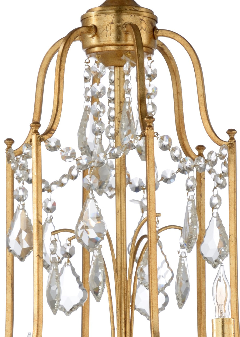 Wildwood Buckhead Antique Gold Leaf Small Chandelier With Clear Crystals, 6-Light Iron Frame & 9Ft Chain 67173