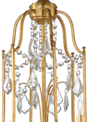 Wildwood Buckhead Antique Gold Leaf Small Chandelier With Clear Crystals, 6-Light Iron Frame & 9Ft Chain 67173