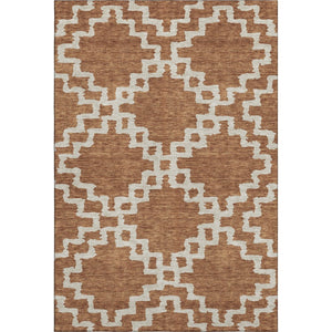 HomeRoots 9' X 12' Abstract Geometric Washable Area Rug in Rust & Beige – Durable, UV Protected, Stylish Design 671731