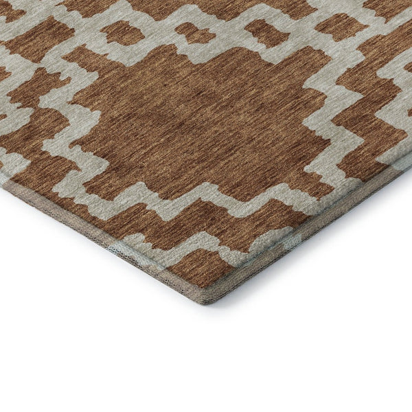HomeRoots 9' X 12' Abstract Geometric Washable Area Rug in Rust & Beige – Durable, UV Protected, Stylish Design 671731