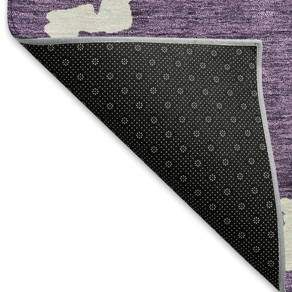 HomeRoots 5' X 8' Purple And Ivory Geometric Area Rug - Washable, UV-Protected, Stylish for Any Room! 671734
