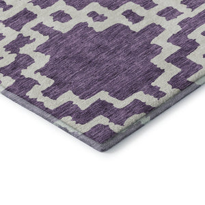 HomeRoots 5' X 8' Purple And Ivory Geometric Area Rug - Washable, UV-Protected, Stylish for Any Room! 671734