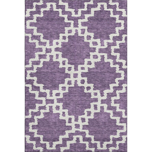 HomeRoots 8' X 10' Modern Purple & Ivory Abstract Geometric Area Rug - Washable, UV Protected & Durable Design 671736