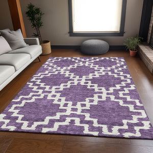 HomeRoots 10' X 14' Stylish Purple & Ivory Abstract Geometric Washable Area Rug with UV Protection & Durability 671738