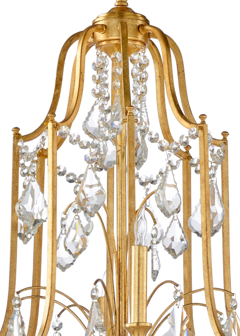 Wildwood Buckhead Antique Gold Leaf Chandelier With 12 Crystal Lights, 46"H X 35"W, Grand Foyer Statement Piece 67174