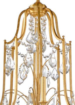 Wildwood Buckhead Antique Gold Leaf Chandelier With 12 Crystal Lights, 46"H X 35"W, Grand Foyer Statement Piece 67174