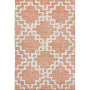 HomeRoots 5' X 8' Salmon and Ivory Abstract Geometric Area Rug – Washable, UV Protected, Stylish & Durable 671740