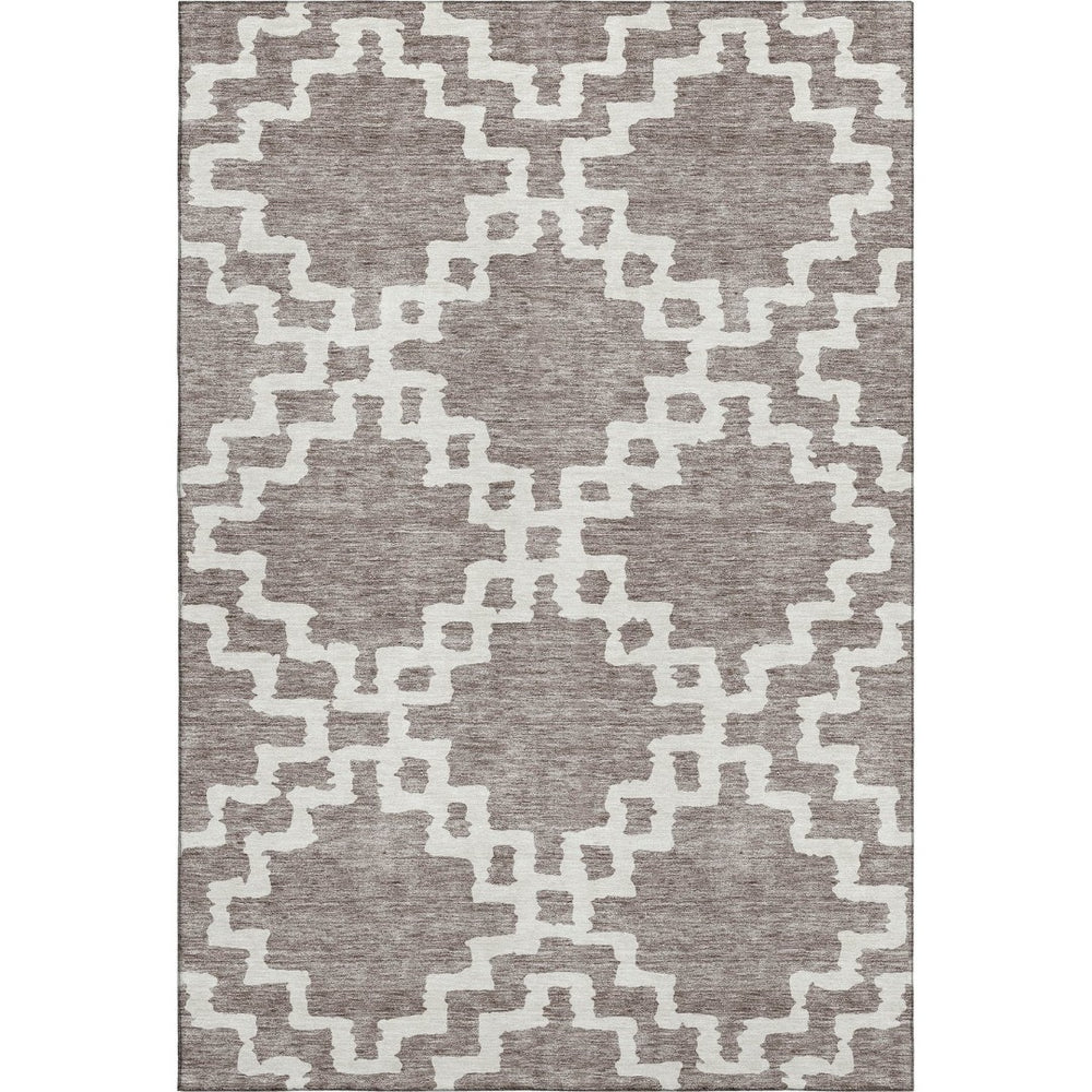 HomeRoots 8' X 10' Taupe and Ivory Abstract Geometric Area Rug - Durable, Washable, UV Protected, Stylish Comfort 671748