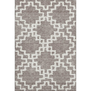 HomeRoots 8' X 10' Taupe and Ivory Abstract Geometric Area Rug - Durable, Washable, UV Protected, Stylish Comfort 671748