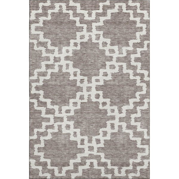 HomeRoots 8' X 10' Taupe and Ivory Abstract Geometric Area Rug - Durable, Washable, UV Protected, Stylish Comfort 671748