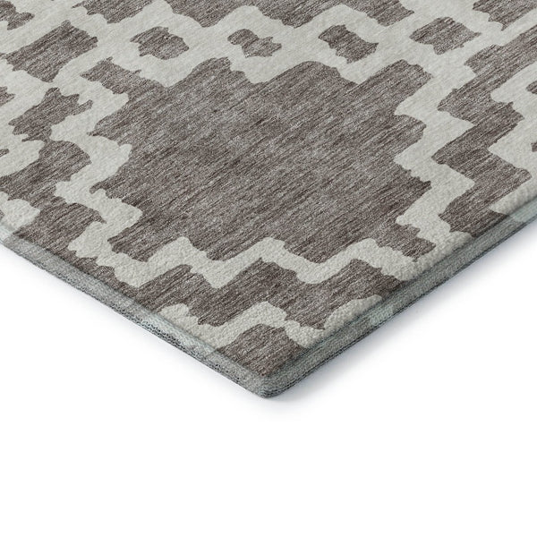 HomeRoots 8' X 10' Taupe and Ivory Abstract Geometric Area Rug - Durable, Washable, UV Protected, Stylish Comfort 671748
