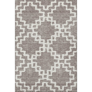 HomeRoots 9' X 12' Taupe & Ivory Abstract Geometric Area Rug - Washable, UV Protected, Perfect for Family Spaces 671749